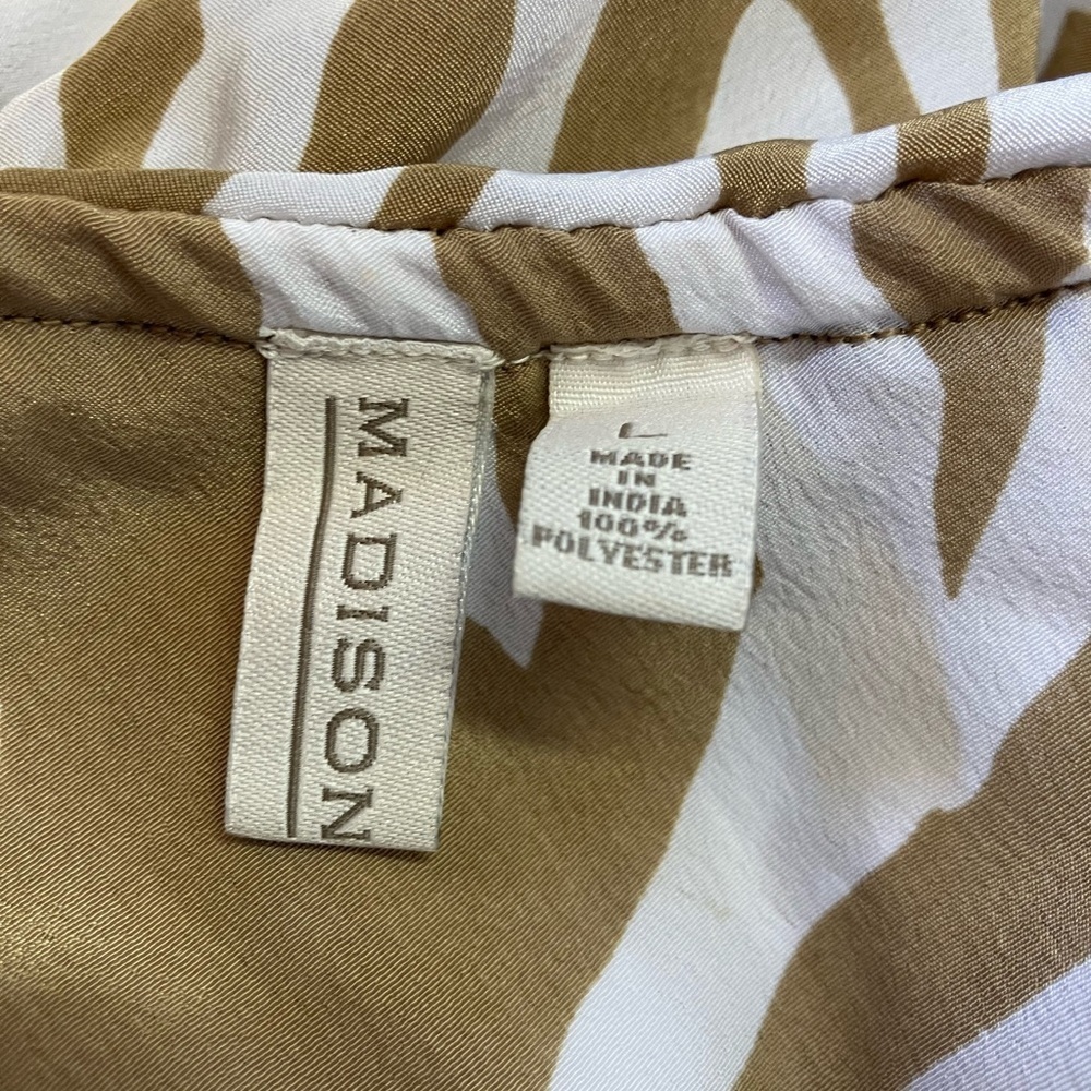 Madison Tan and White Zebra Print One Shoulder Top - Picture 4 of 10